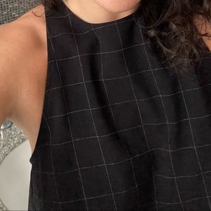 Black crop top with open back